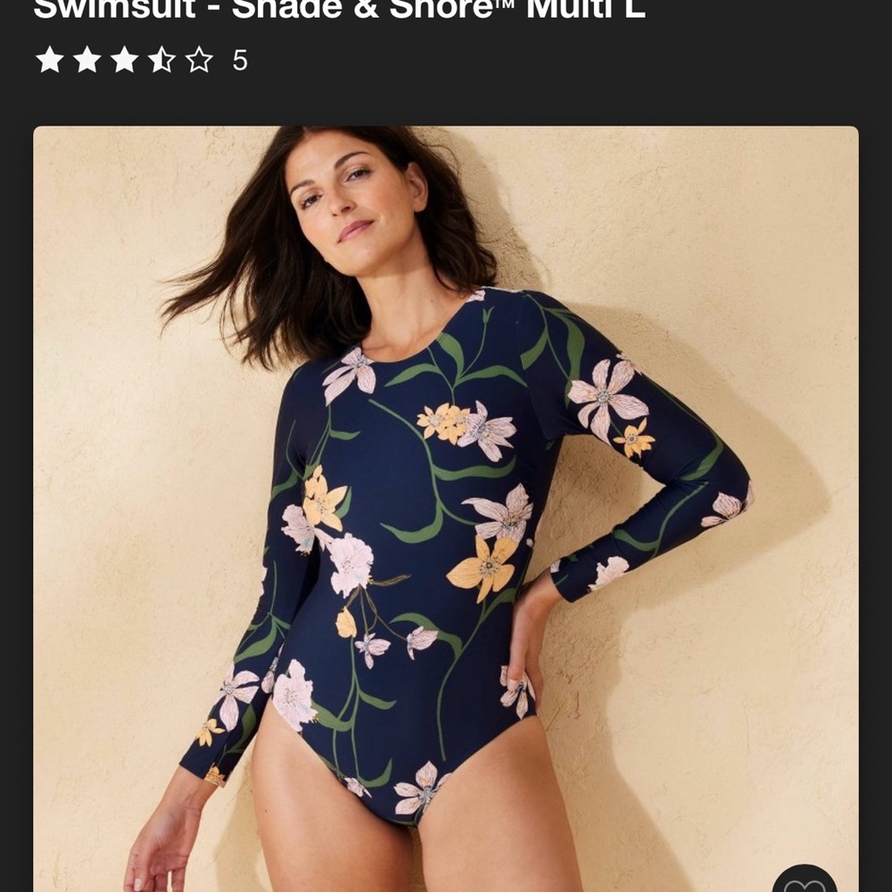 Shade & Shore Blue and Pink Long Sleeve One Piece Swimsuit rashguard NWT